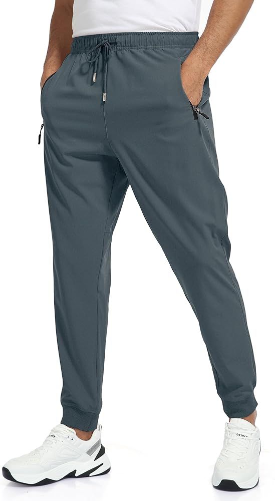 Men's Lightweight Joggers Quick Dry Jogging Pants Running Tapered SweatPatns with Zipper Pockets | Amazon (US)