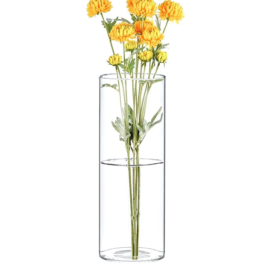 CYS EXCEL Clear Glass Cylinder Flower Vase (H:8" D:3") Hurricane Floating Candle Holder Table Wed... | Amazon (US)