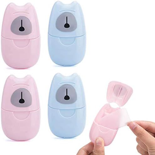 KISEER 4 Boxs (200 Sheets) Mini Portable Travel Soap Paper Sheets Disposable Hand Washing Bath Sc... | Amazon (US)