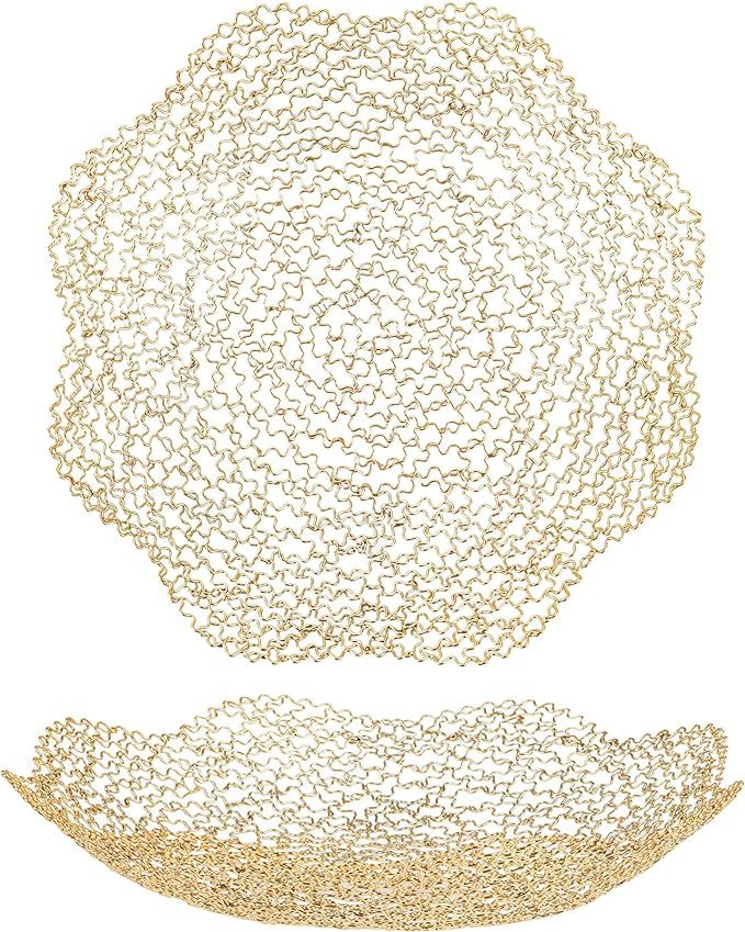 Decorative Dish for Home Decor and Centerpieces - Gold Vegetable Fruit Bowl Basket(Normal) for Ki... | Amazon (US)