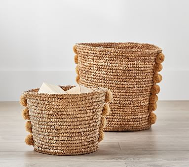 Woven Pom Pom Storage | Pottery Barn Kids