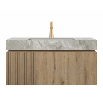 Luxstone Modern Luxury Vanity with Sintered Stone Countertop and Ceramic Basin | Wayfair North America