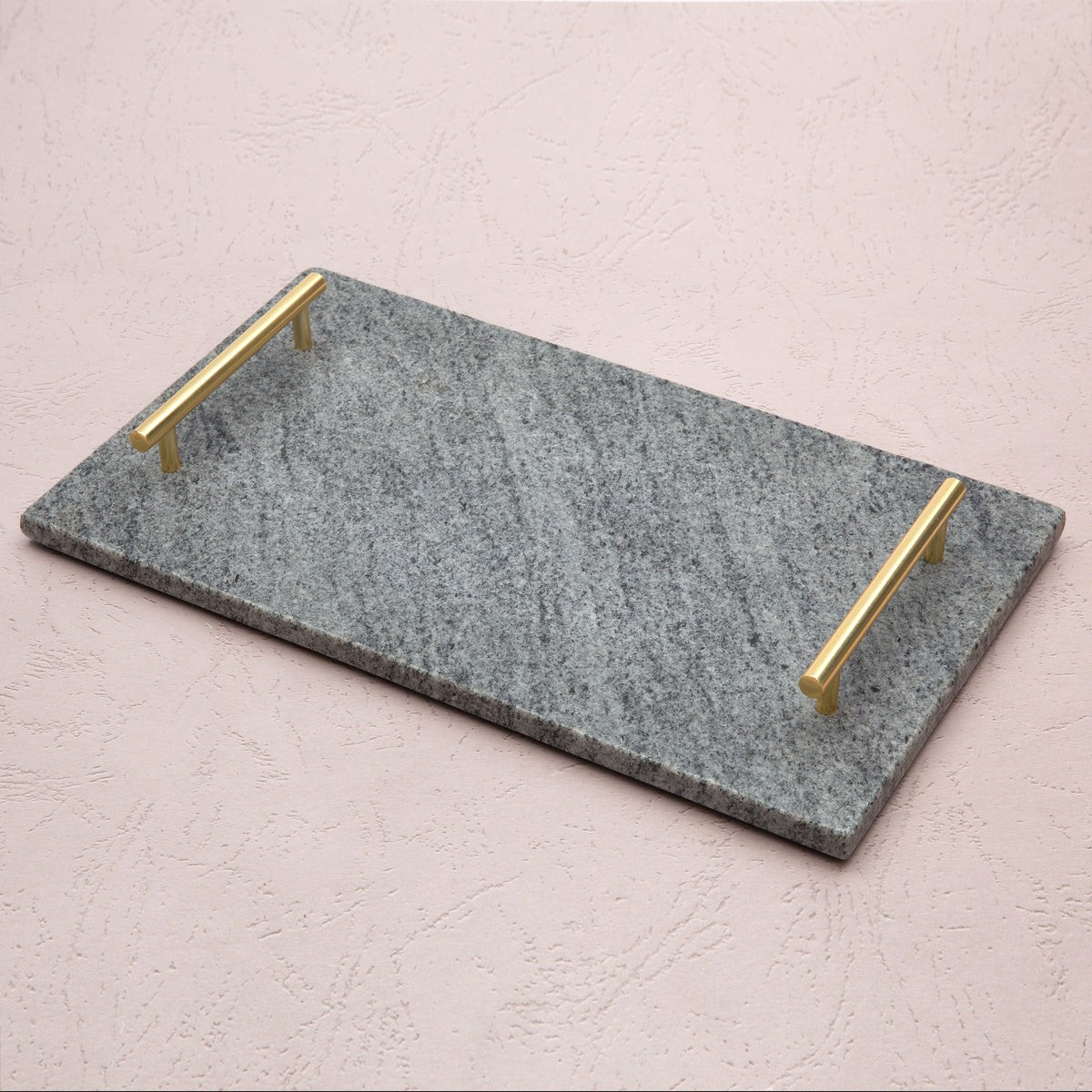Gray Marble Rectangular Serving Board with Champagne Gold Handles | Cambridge Silversmiths