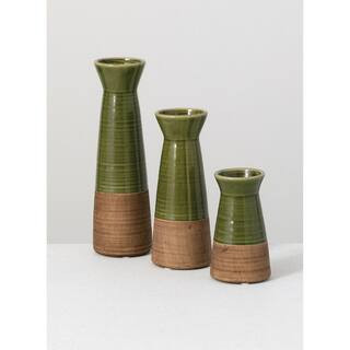 SULLIVANS 10", 7.5", and 5" Two-Toned Green and Brown Wide Mouth Ceramic Vase (Set of 3) CM2929 -... | The Home Depot
