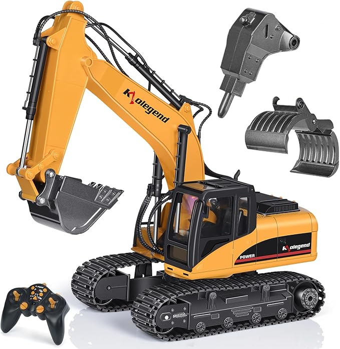 kolegend 3 in 1 Remote Control Excavator with Grab Drill Metal Shovel, 15 Channel Full Functional... | Amazon (US)