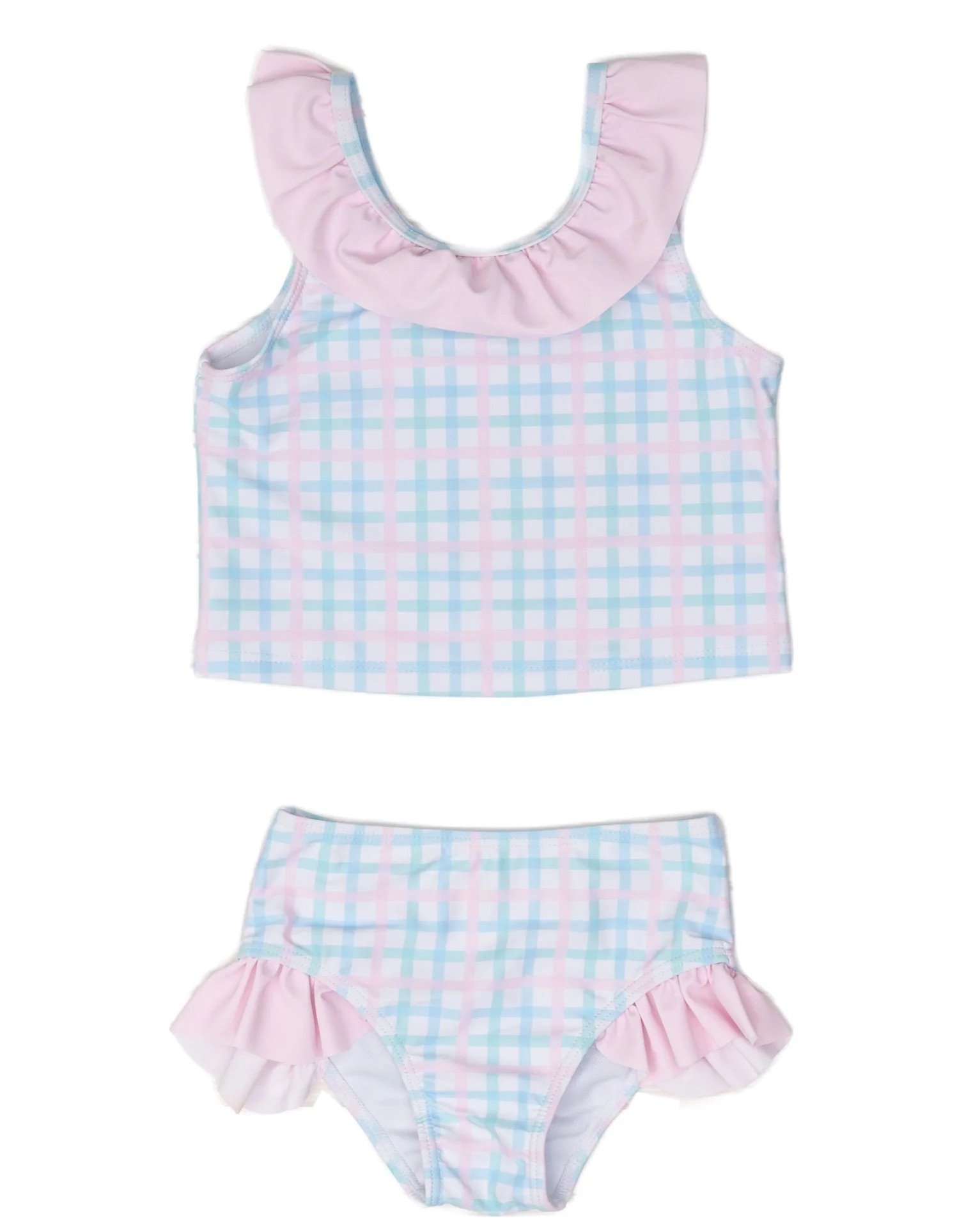 Seacrest Pastel Plaid Two Piece Swim UPF50 | The Oaks Apparel Company