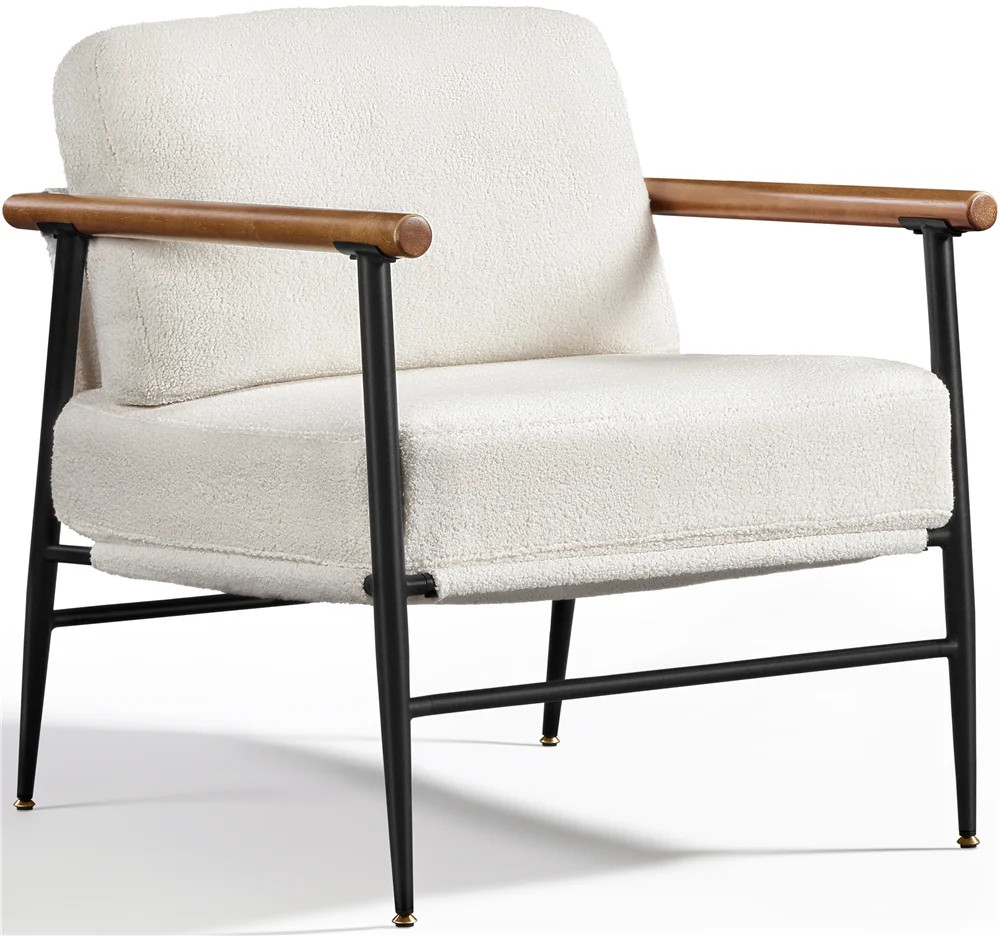 Topeakmart Modern Upholstered Boucle Accent Chair with Metal Frame for Living Room, Ivory - Walma... | Walmart (US)
