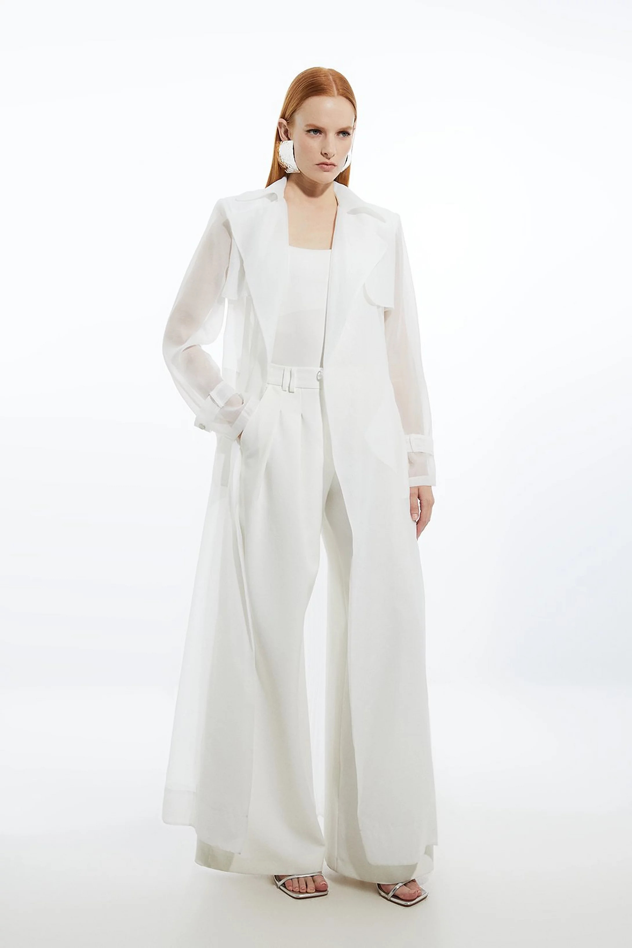 Woven Organdie Trench Coat | Karen Millen US