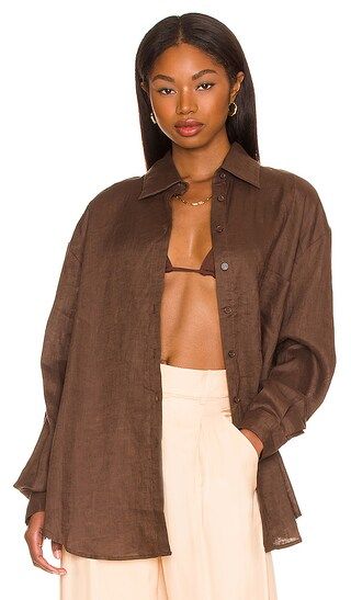 Linen Woven Shirt in Brown | Revolve Clothing (Global)