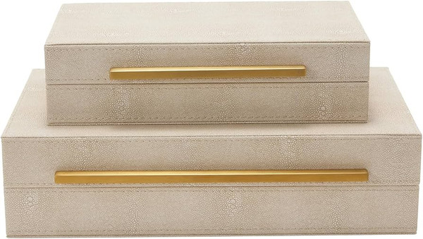 Ivory Shagreen Boxes, Set of 2