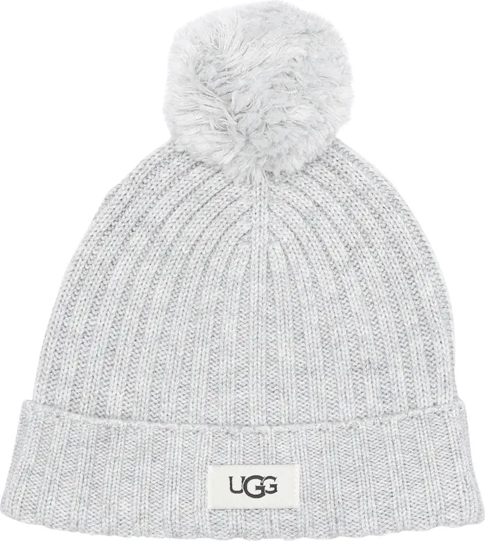 UGG® UGG Ribbed Wool Blend Pompom Beanie | Nordstromrack | Nordstrom Rack