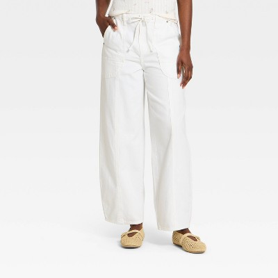 Women’s High-Rise Drawstring Soft Utility Jeans - Universal Thread™ White 12 | Target