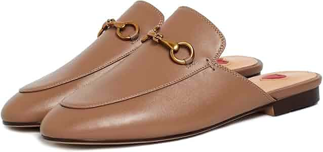 Amazon.com | Vertundy Women's Mules Low Heel Flats Leather Slip On Backless Sandals for Girls Lad... | Amazon (US)