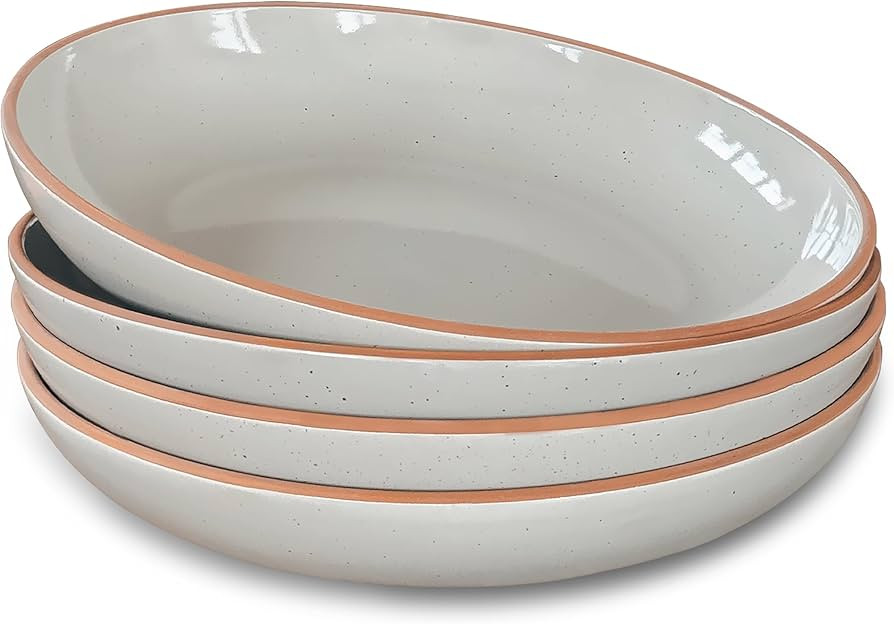 Mora Ceramic Large Pasta Bowls 30oz, Set of 4 - Serving, Salad, Dinner, etc Plate/Wide Bowl - Mic... | Amazon (US)