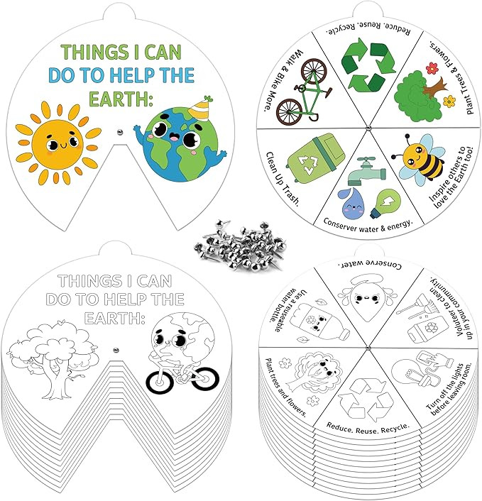 COcnny Earth Day Coloring Craft- 24 Sets Color Your Own Globe Art Craft DIY Wheel Cards for Kids,... | Amazon (US)