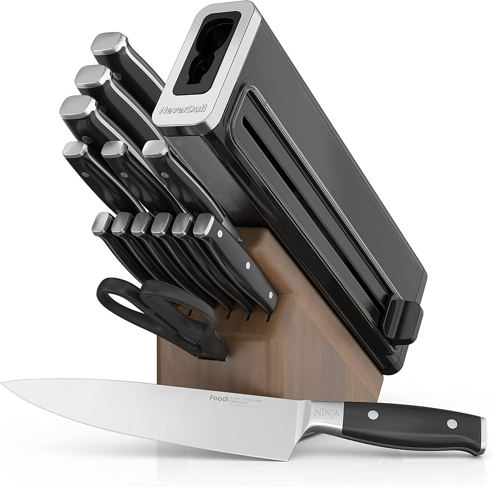 Ninja K52015 Foodi NeverDull 15 Piece Premium Knife System, Wood Series Block, German Stainless S... | Amazon (US)