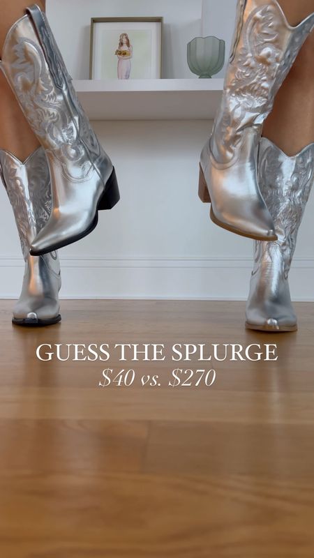 splurge is on the right
silver metallic cowboy boots
both are true to size 


#LTKfindsunder50 #LTKstyletip #LTKshoecrush