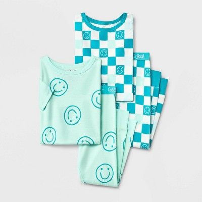 Toddler Girls' 4pc Smile & Check Tight Fit Pajama Set - Cat & Jack™ Green | Target