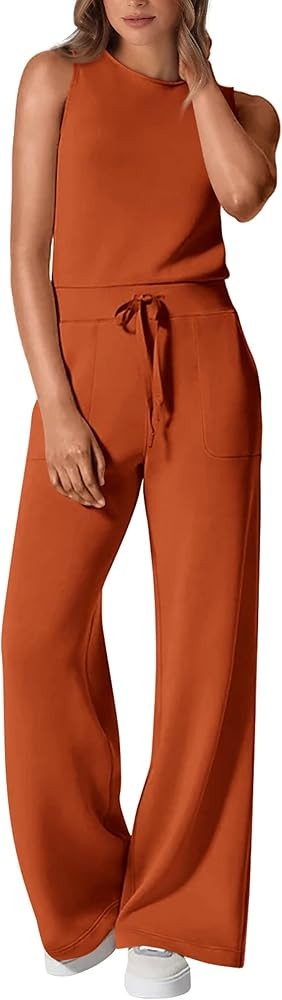 PRETTYGARDEN Womens Jumpsuits Summer Casual One Piece Outfits Sleeveless Wide Leg Long Pants Romp... | Amazon (US)