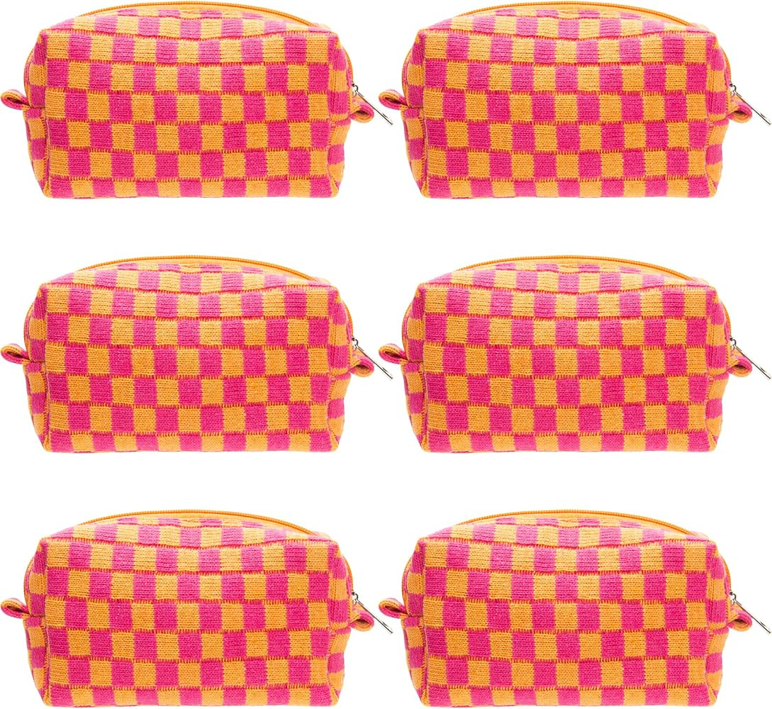 PAZIMIIK 6PCS Checkered Makeup Bag for Purse Portable Zipper Make Up Pouch Small Cosmetic Case fo... | Amazon (US)