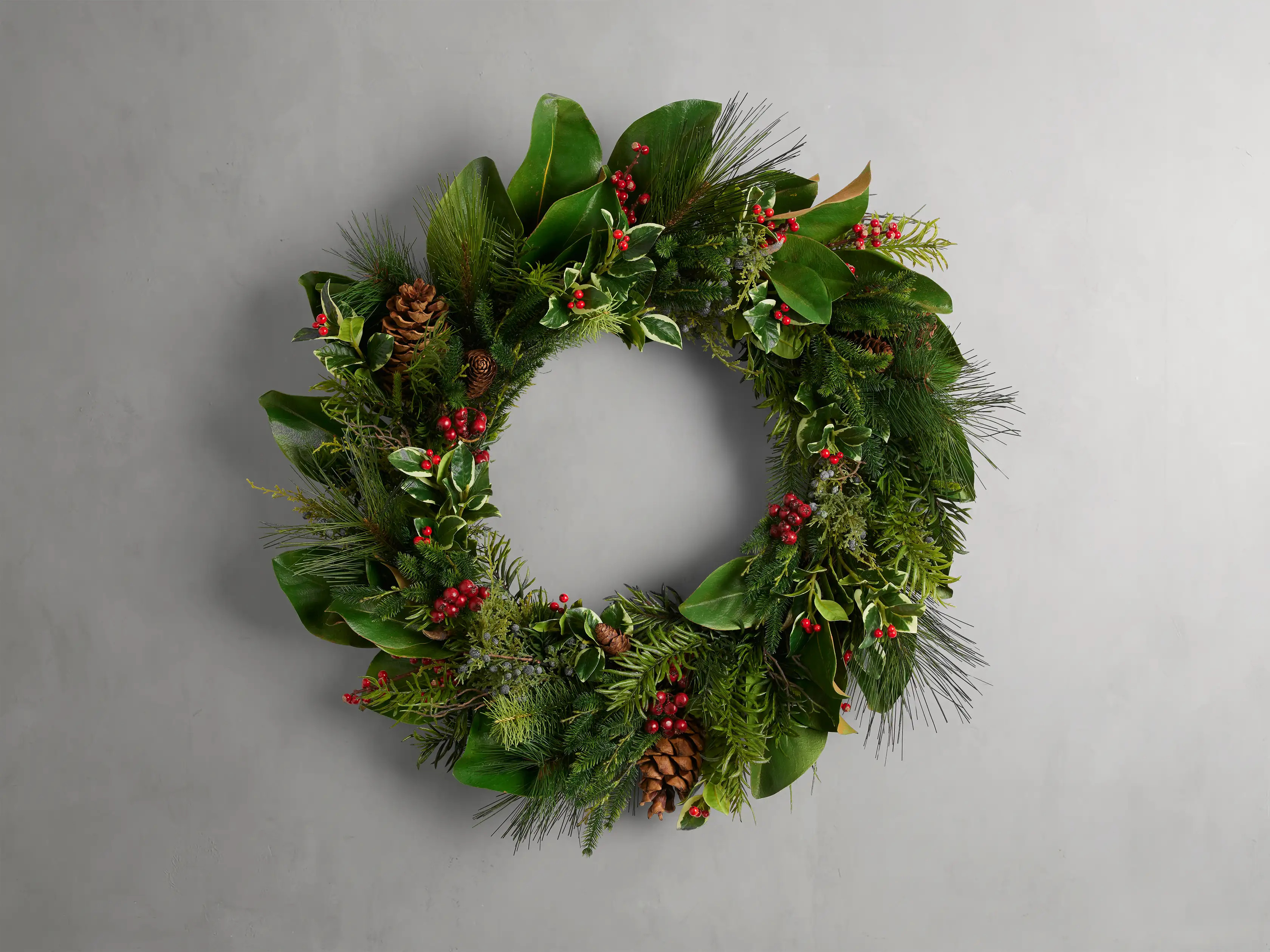 Faux Holly Mix Pine Wreath | Arhaus