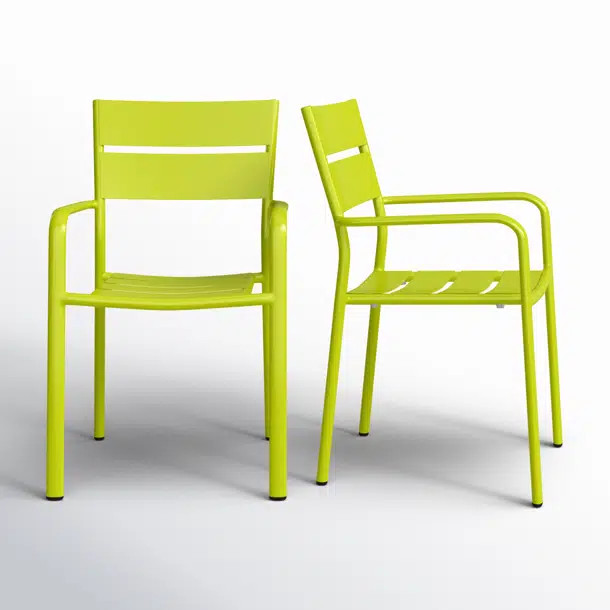 Bette Powder Coated Aluminum Outdoor Stacking Dining Armchair (Set of 6) | AllModern