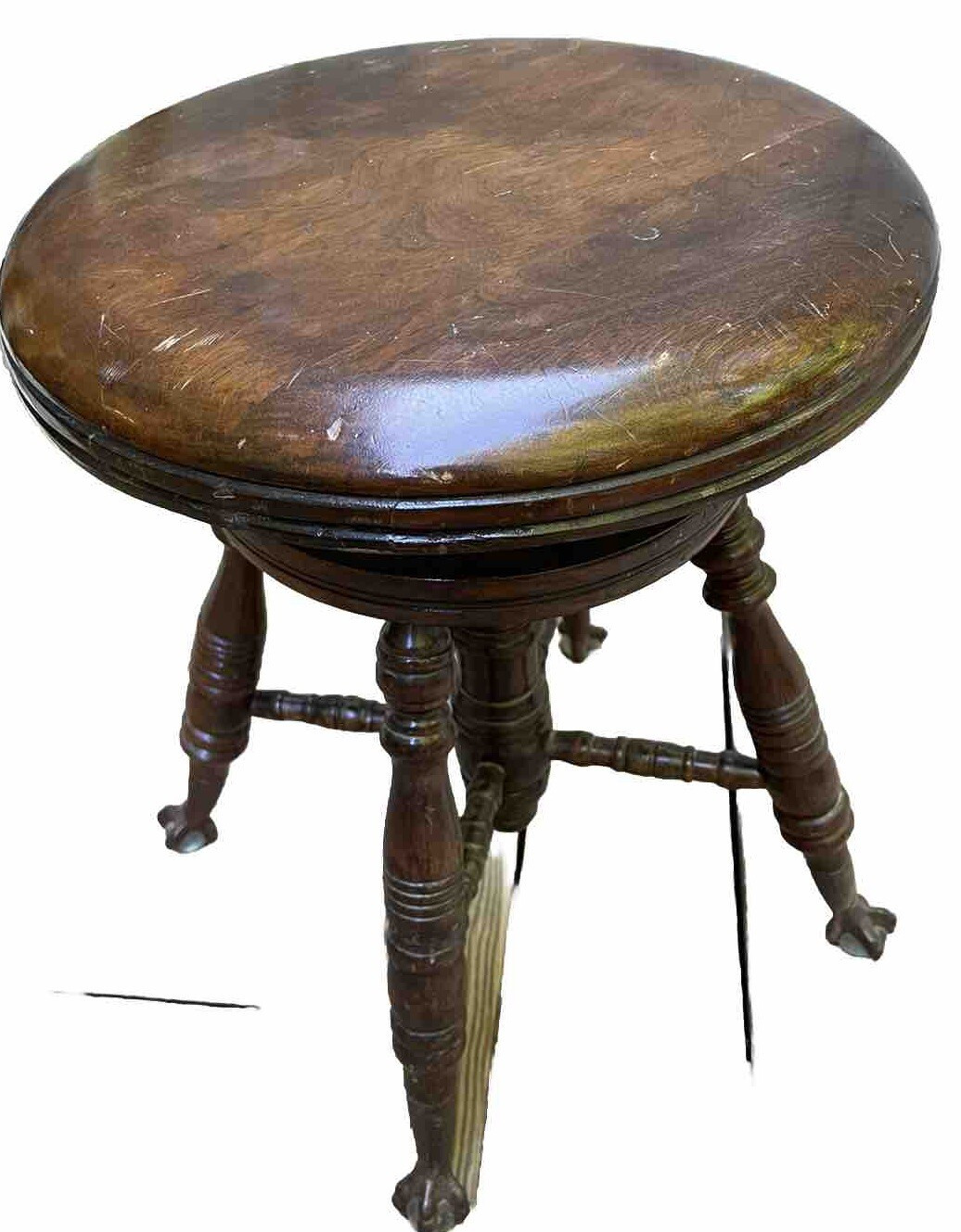 Antique Piano Swivel Seat Wood Stool Glass Ball Brass Claw Feet 1880-1890 Nice! | eBay US