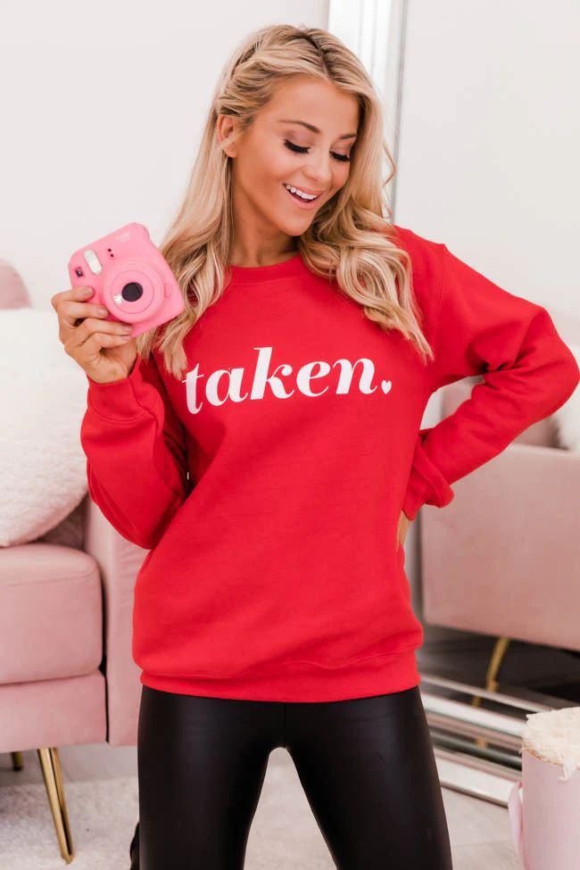 Taken Red Graphic Sweatshirt | The Pink Lily Boutique