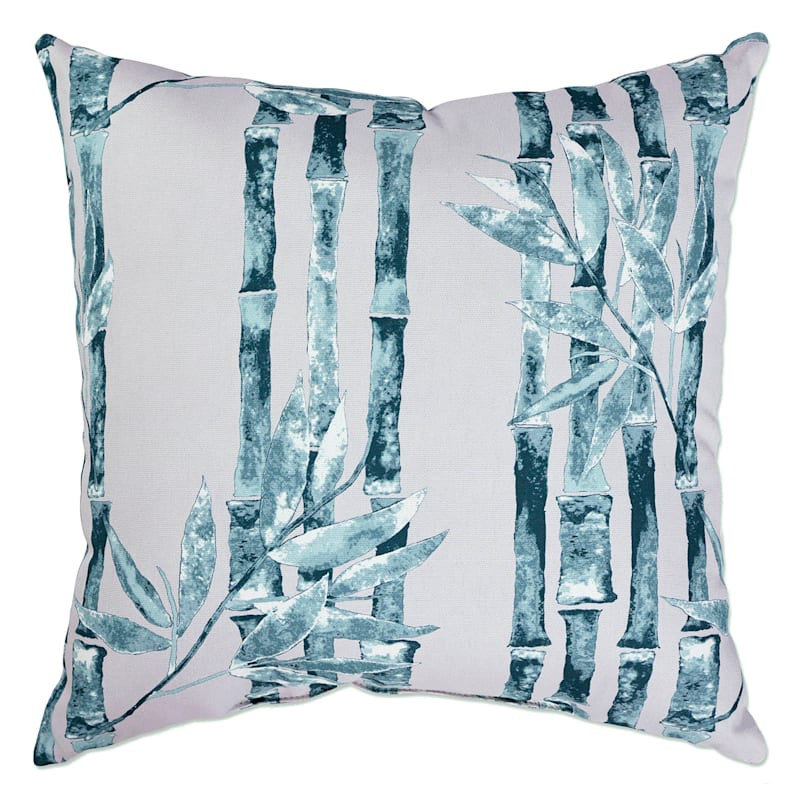 Bryant White Bamboo Striped Square Outdoor Throw Pillow, 16" | At Home
