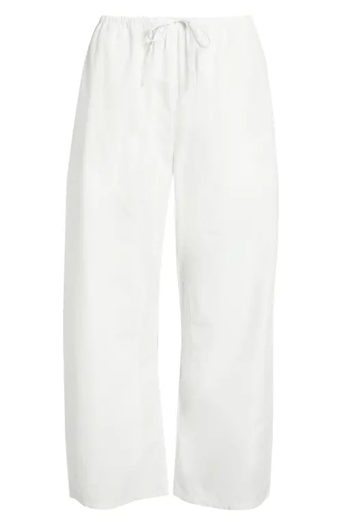 LESET Kyoto Cotton Drawstring Utility Crop Pants in Ice at Nordstrom, Size Medium | Nordstrom