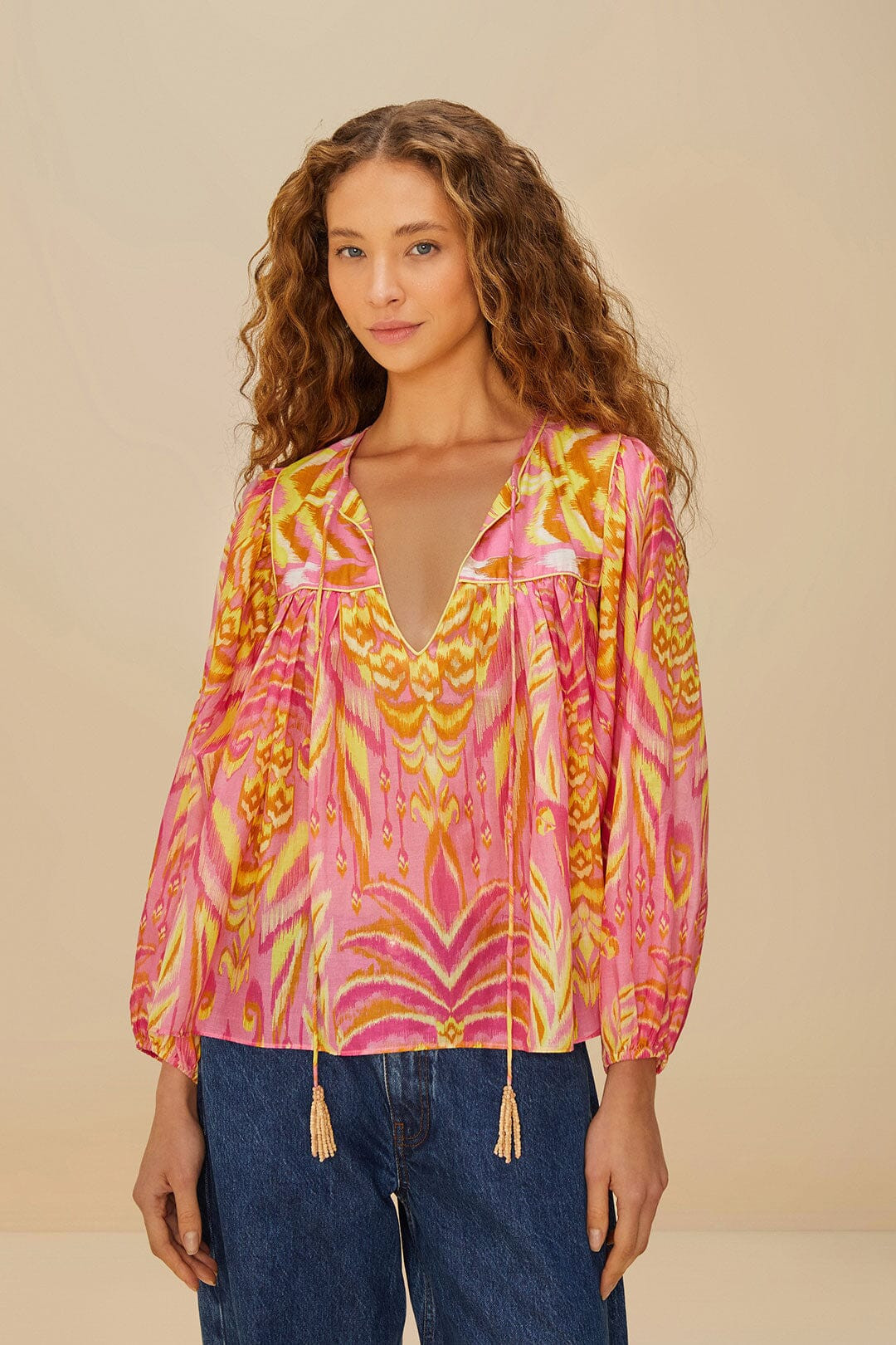 Pink Pineapple Tapestry Blouse | FarmRio (US)