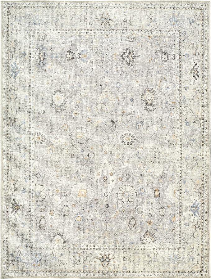 SURYA Becki Owens x Davina Damask Area Rug , 7'10" x 10', Light Grey | Amazon (US)