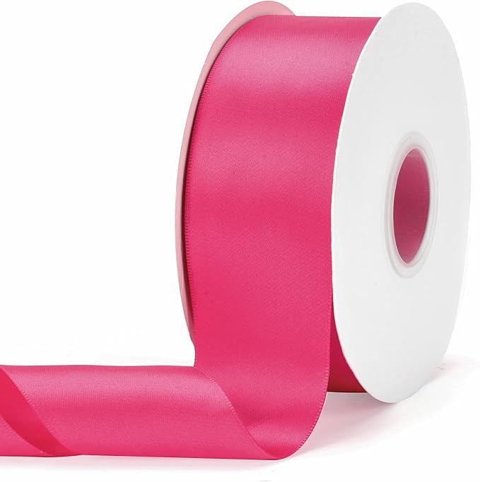 Solid Color Rose Red Double Faced Satin Ribbon 2" X 50 Yards, Fabric Ribbons Perfect for Wedding ... | Amazon (US)