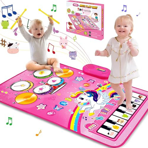 Toys for 1 Year Old Girl Gifts: Baby Music Mat Toddler Toys Age 1-2 - 3 in 1 Piano Drum Animal Touch Unicorn Toys - Infant Musical Toy 12-18 Months Babies Birthday Gifts for 1 2 3 Year Old Boys Girls | Amazon (US)