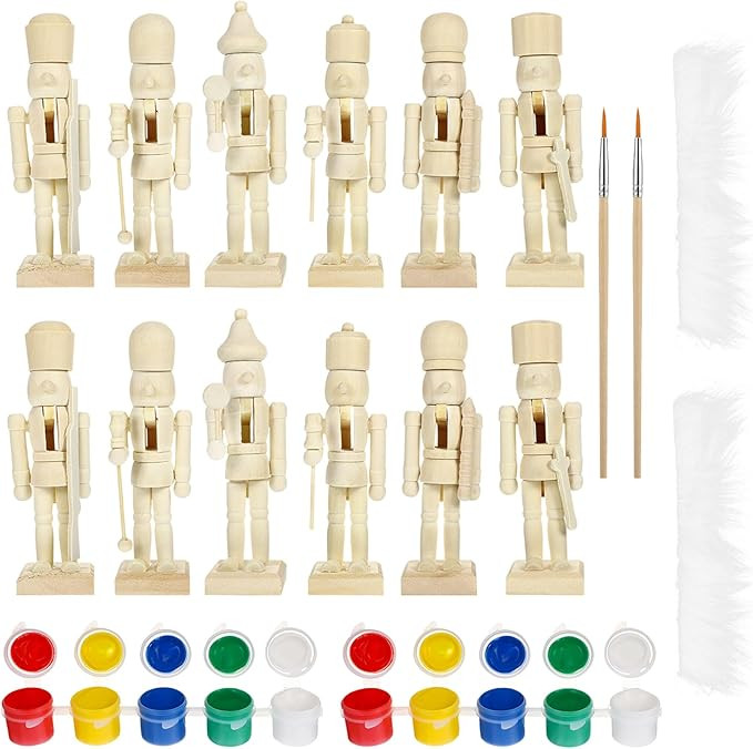 Christmas Wooden Nutcrackers Unpainted Nutcracker 12Pcs Christmas Unfinished Nutcracker Figures D... | Amazon (US)