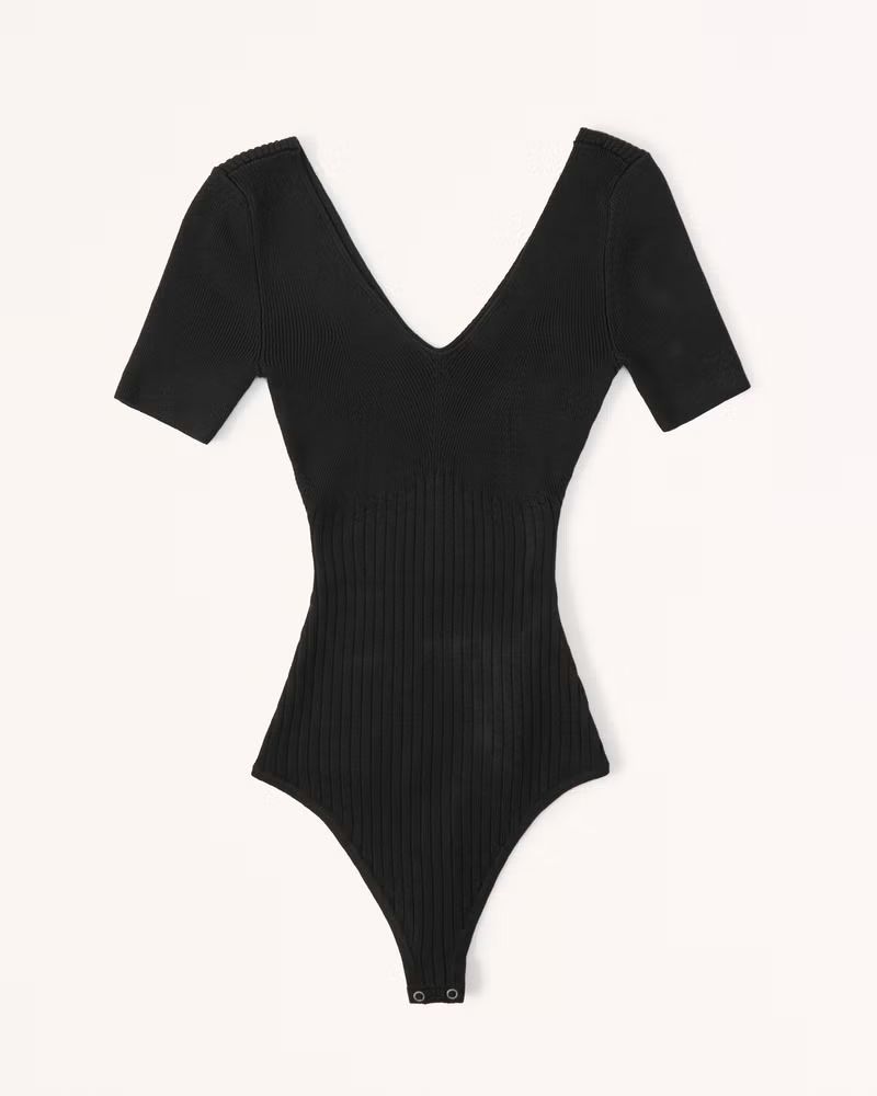 Short-Sleeve V-Neck Sweater Bodysuit | Abercrombie & Fitch (US)