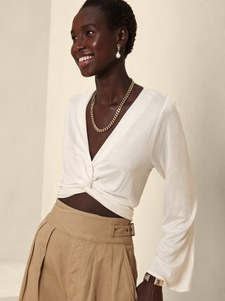 SilkyLuxe Center-Twist Top | Banana Republic Factory