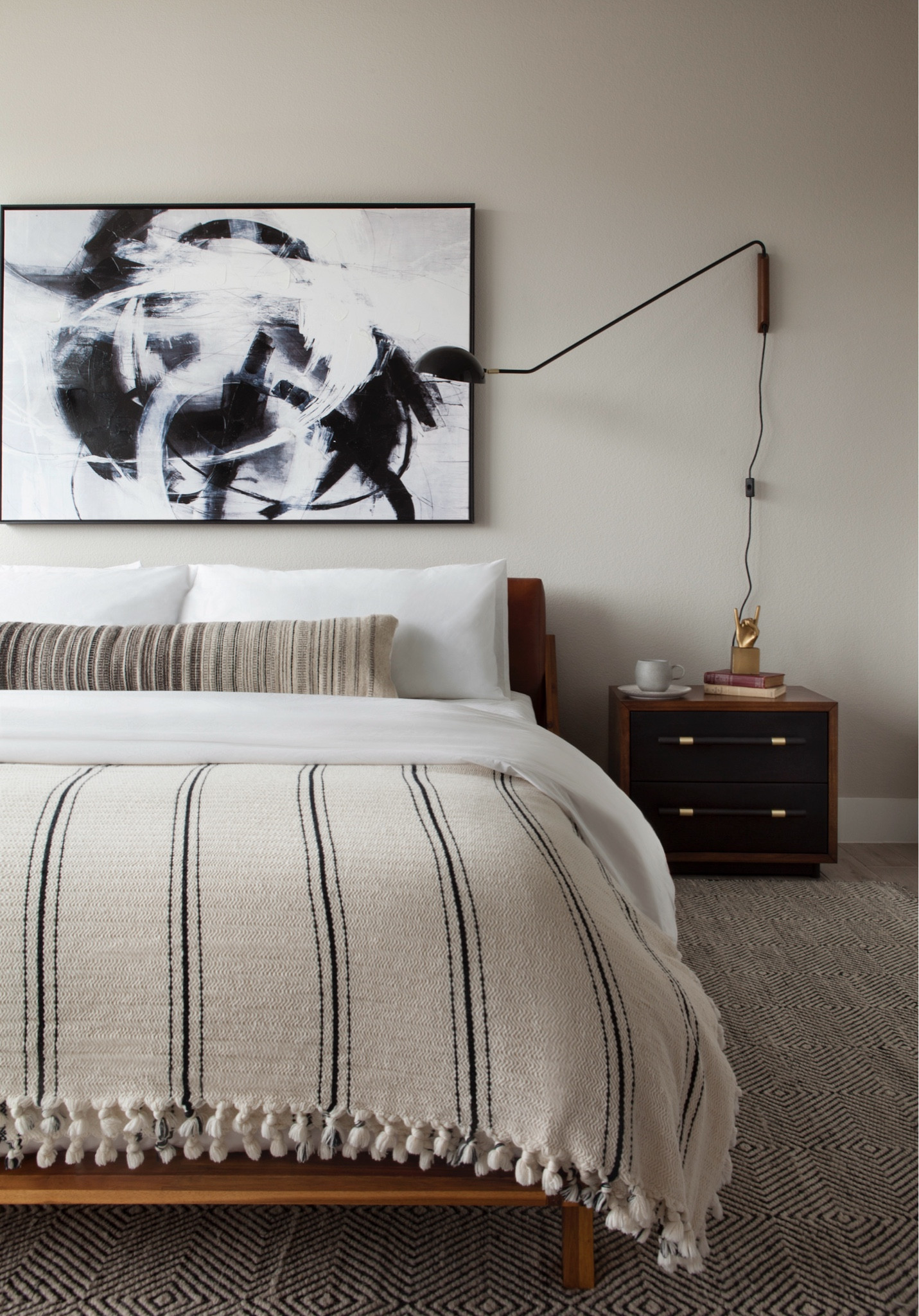 Bedroom design, wall sconce, wall art, area rug, bedding, home decor, nightstandd

#LTKHome