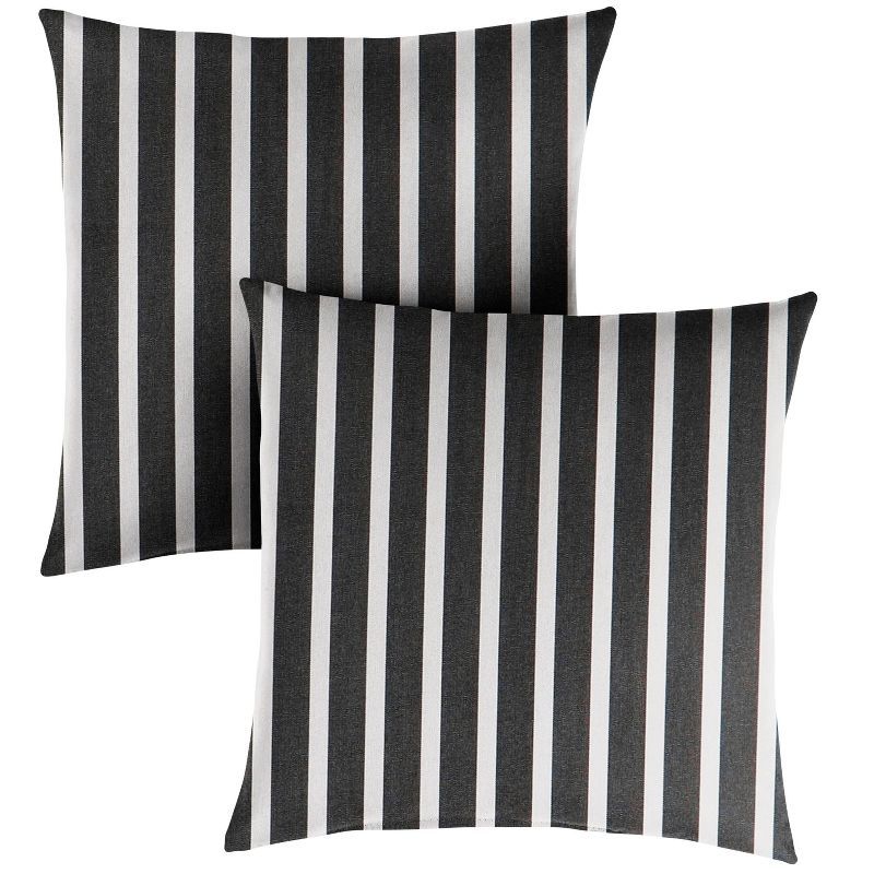 2pk Sunbrella Stripe Outdoor Throw Pillows Black/White | Target