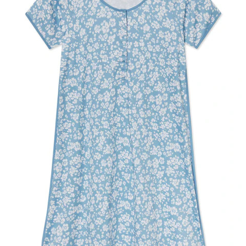 Pima Maternity Nightgown in Serene Blue Anemones | Lake Pajamas