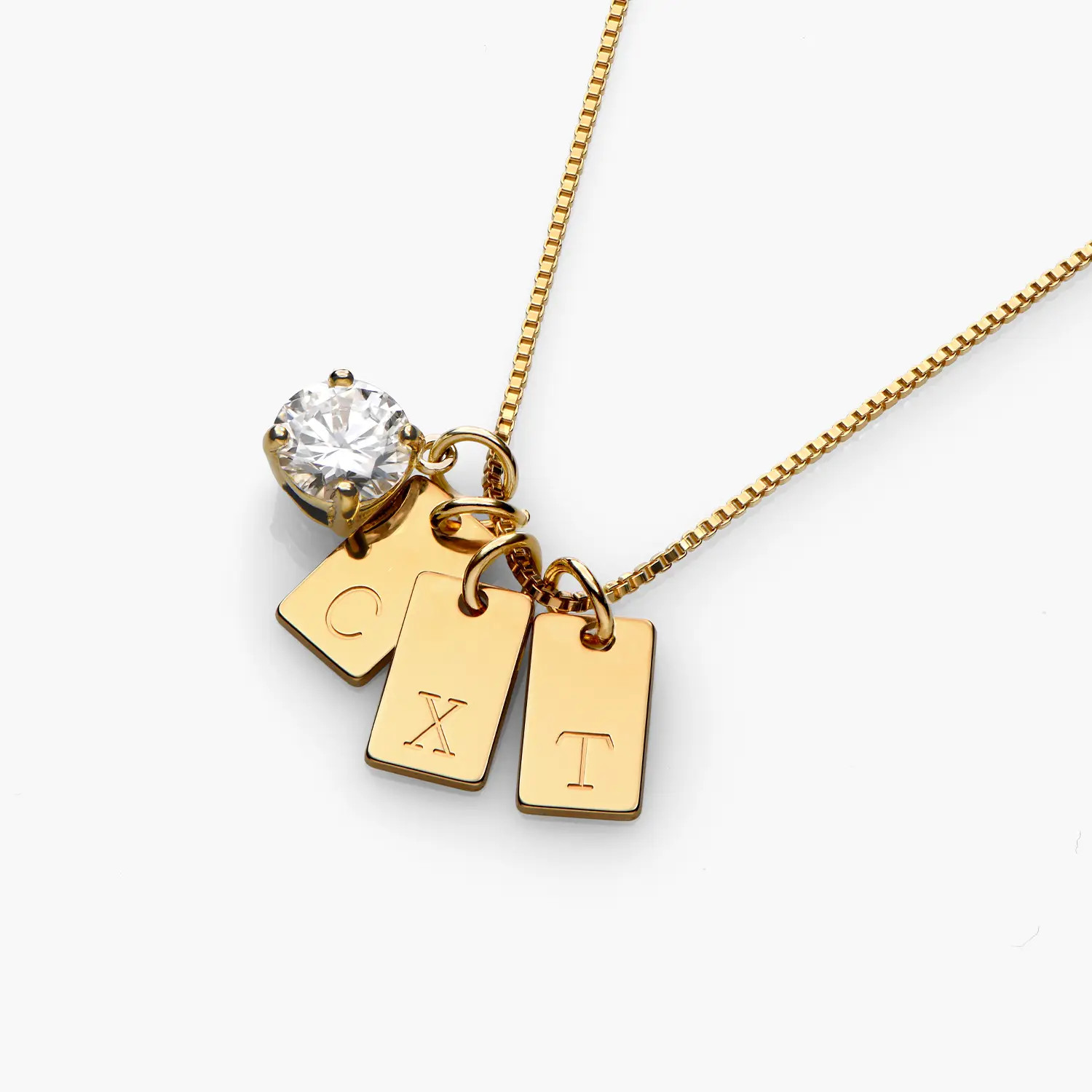 Willow Tag Initial Necklace With 1ct Diamond - Gold Vermeil | Oak & Luna (US)