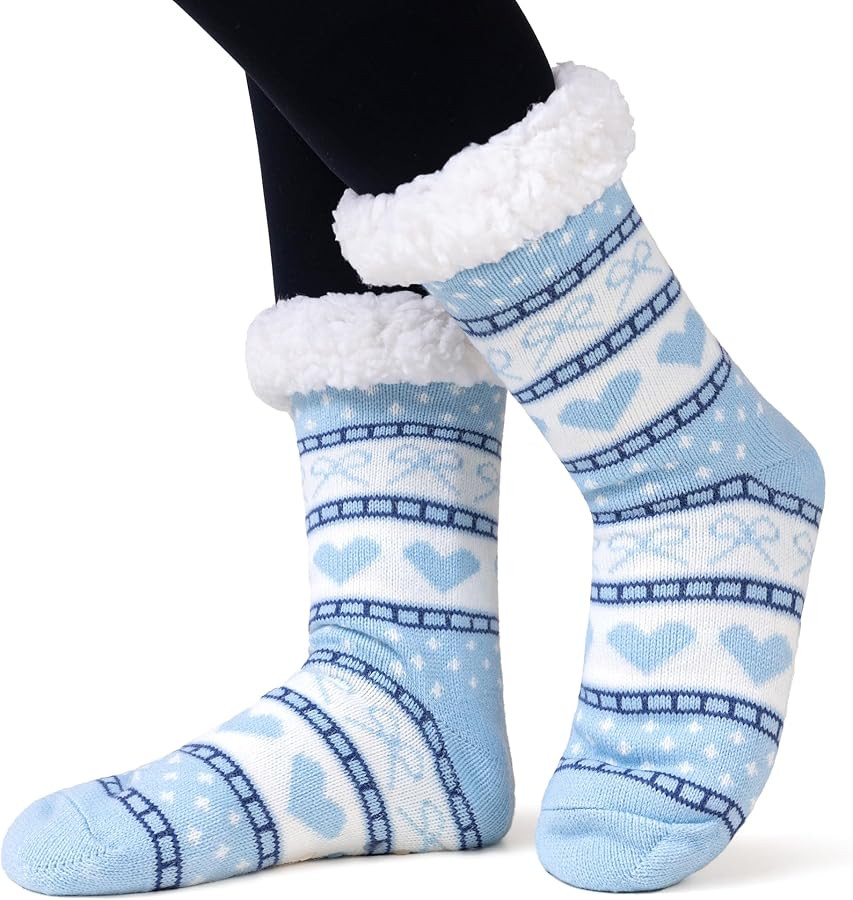 Velice Womens Slipper Fuzzy Grips Socks Fluffy Winter Warm Thick Thermal Cozy Plush Cabin Soft Fl... | Amazon (US)