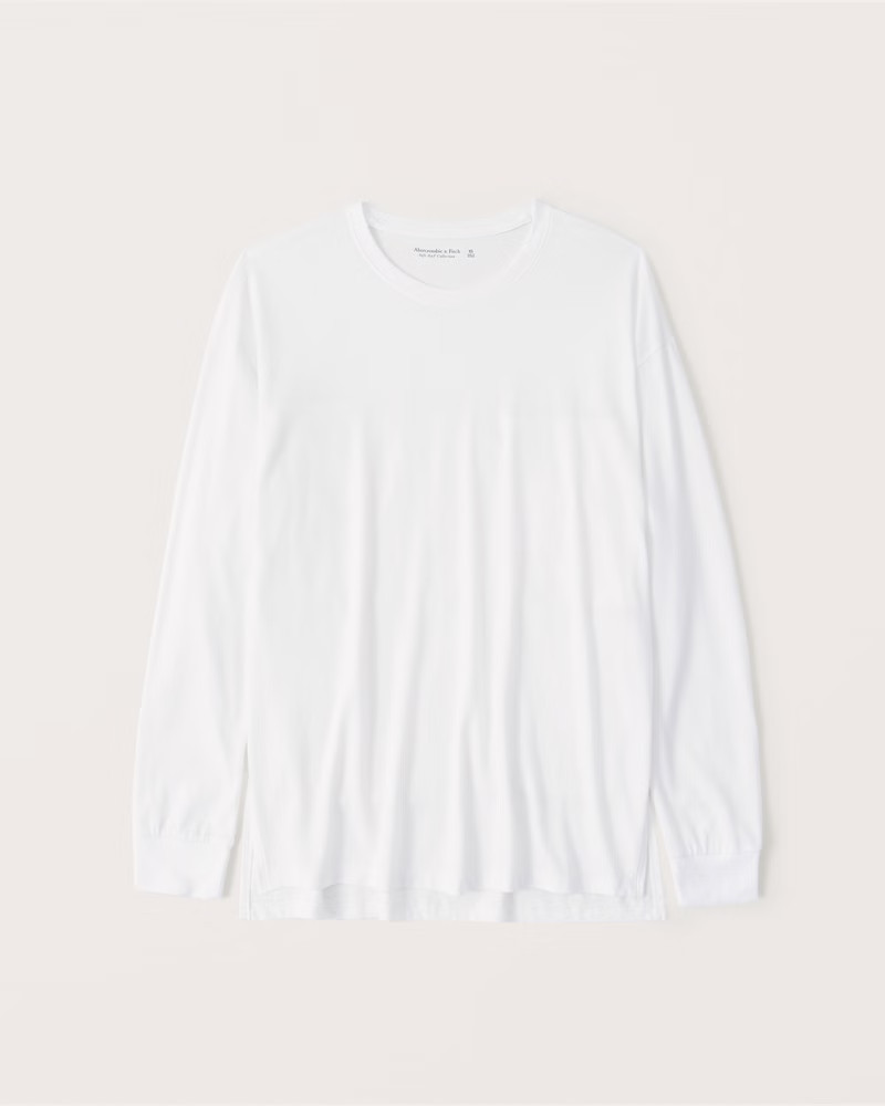 Women's Oversized Long-Sleeve Boyfriend Tee | Women's New Arrivals | Abercrombie.com | Abercrombie & Fitch (US)