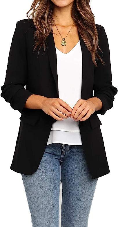 Women's Casual Work Office Blazers Open Front Cardigan Long Sleeve Blazer Jackets Suit with Pocke... | Amazon (US)
