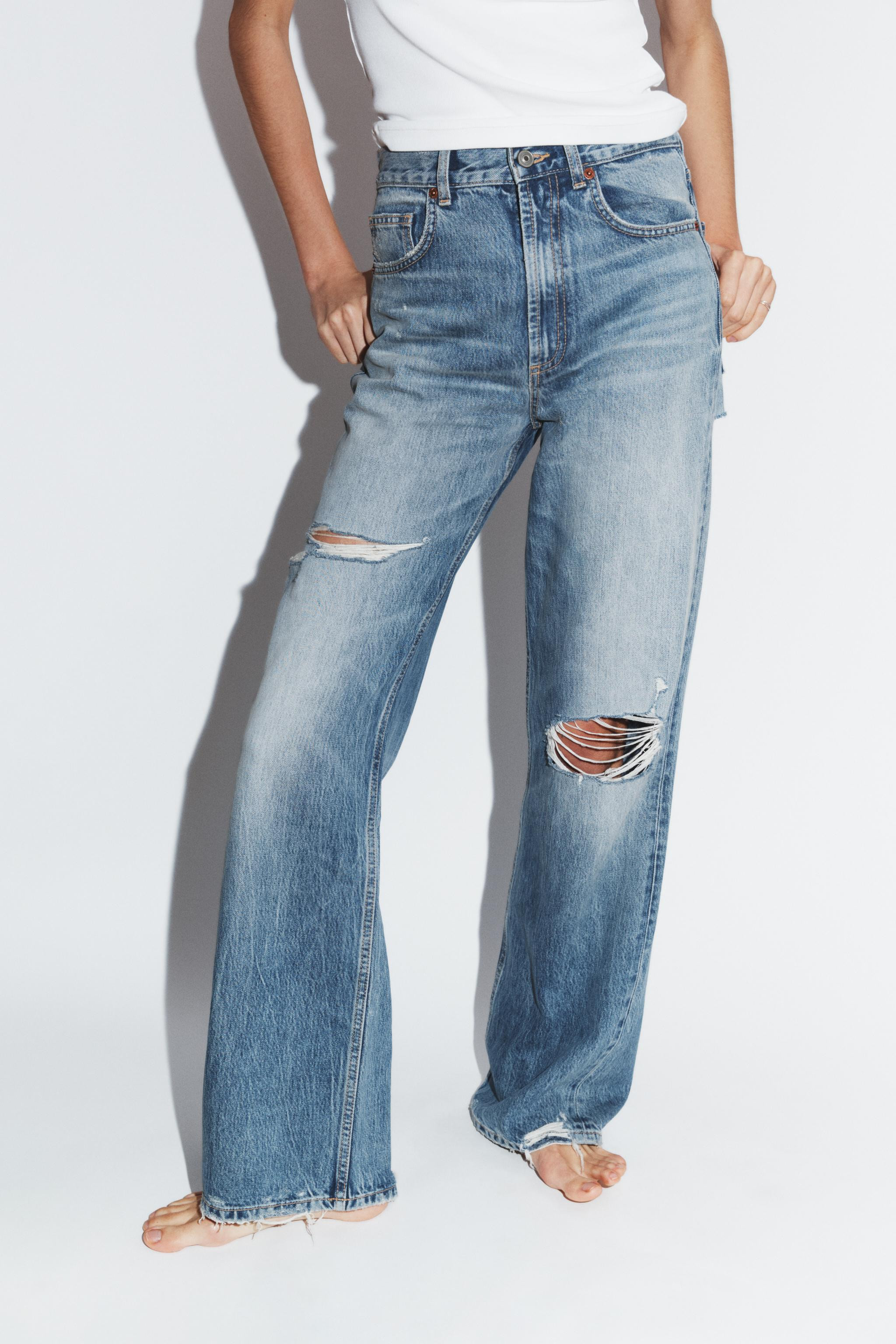 JEANS TRF WIDE LEG MIT RISSEN UND HOHEM BUND | Zara DE