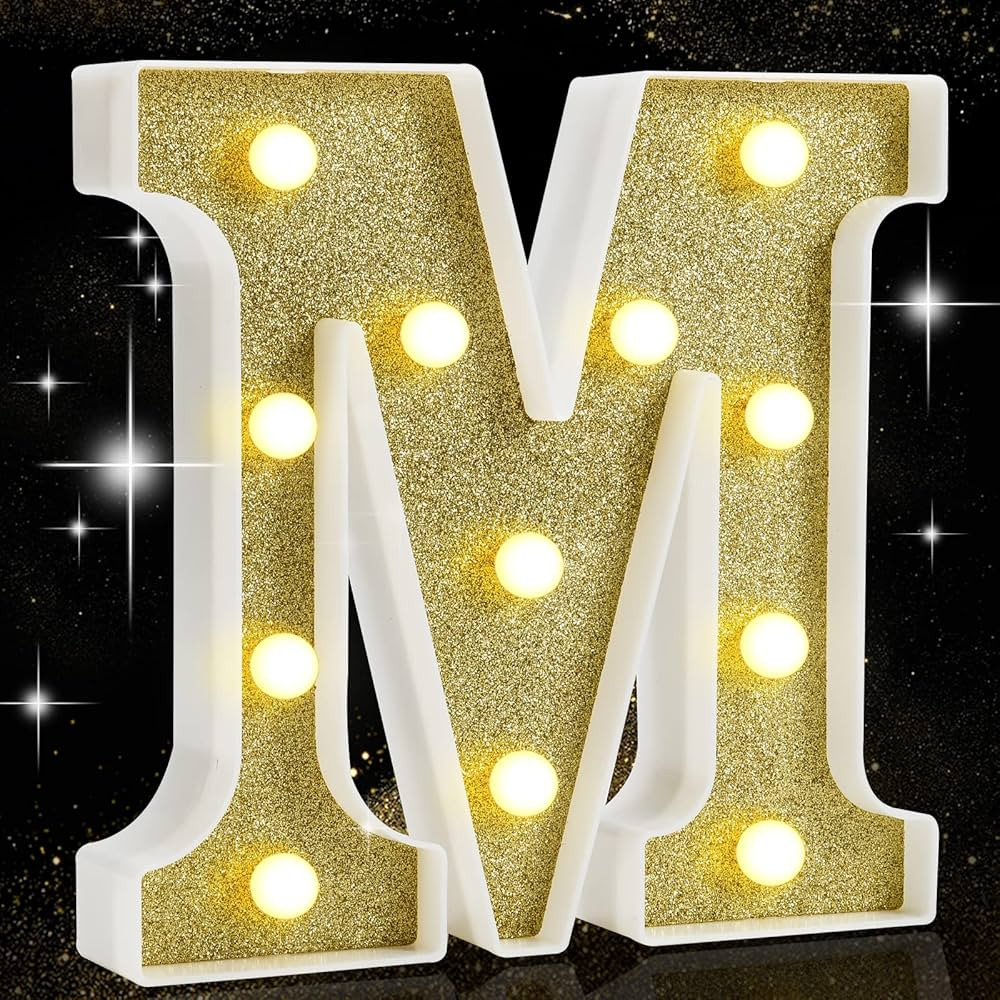 LED Marquee Letter Lights, Light Up Golden Alphabet Marquee Letters Sign Glitter Night Light Sign... | Amazon (US)