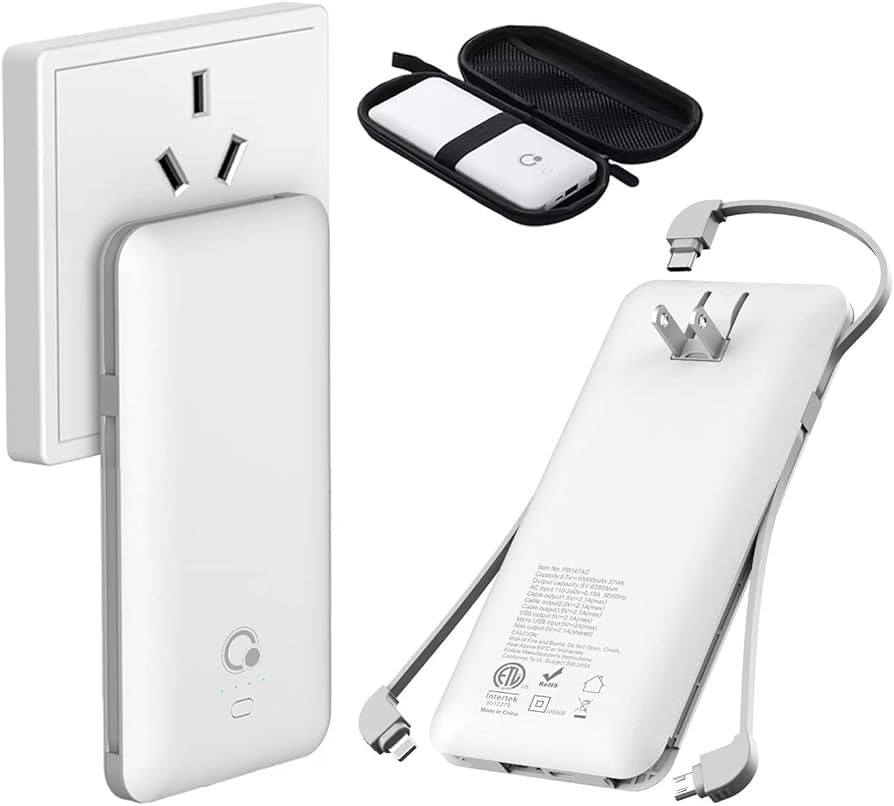 10000mAh Q Portable Charger, Ultra Slim USB C Power Bank, 4 Output Dual Input External Battery Pa... | Amazon (US)