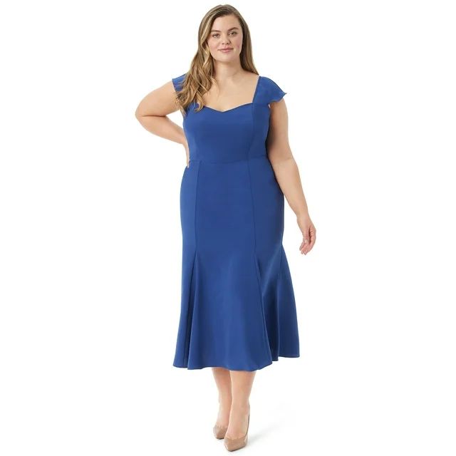 Jessica Simpson Women's and Women's Plus Flare Cap Sleeve Dress | Walmart (US)