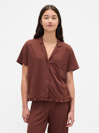 Linen-Blend Ruffle PJ Shirt | Gap (CA)