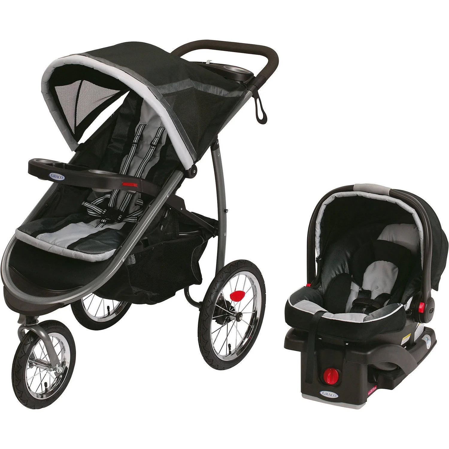 Graco FastAction Fold Jogger Click Connect Travel System Jogging Stroller, Gotham | Walmart (US)